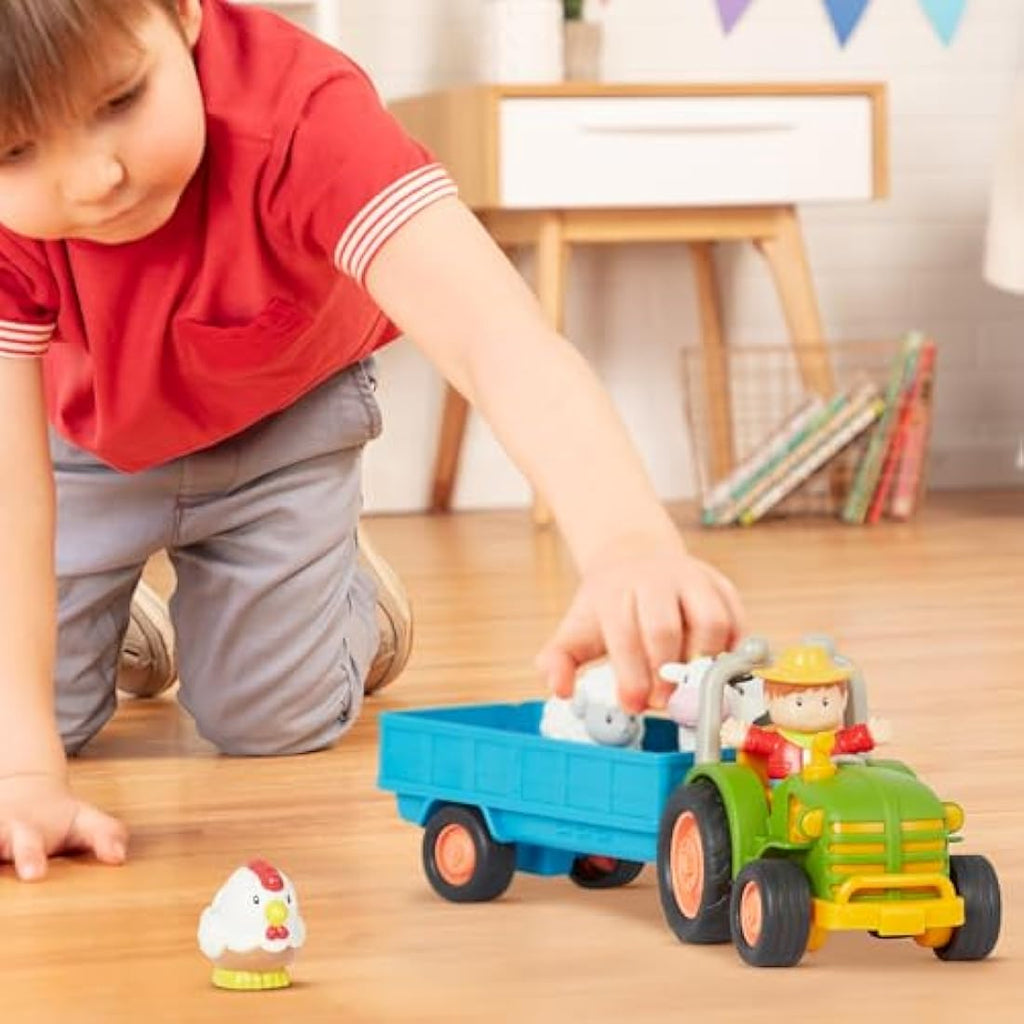 Battat Farm Toy Tractor Set with Lights & Sounds – 7 Piece Toddler Playset