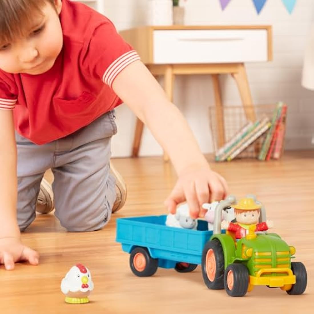 Battat Farm Toy Tractor Set with Lights & Sounds – 7 Piece Toddler Playset