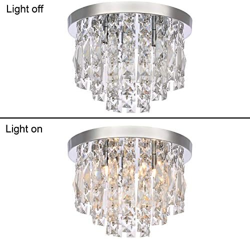 A1A9 Modern K9 Crystal Chandelier – 30cm Chrome Flush Mount Light