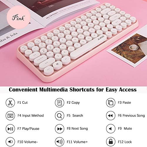FELiCON 308i Retro Wireless Bluetooth Keyboard – 84-Key Typewriter – Pink