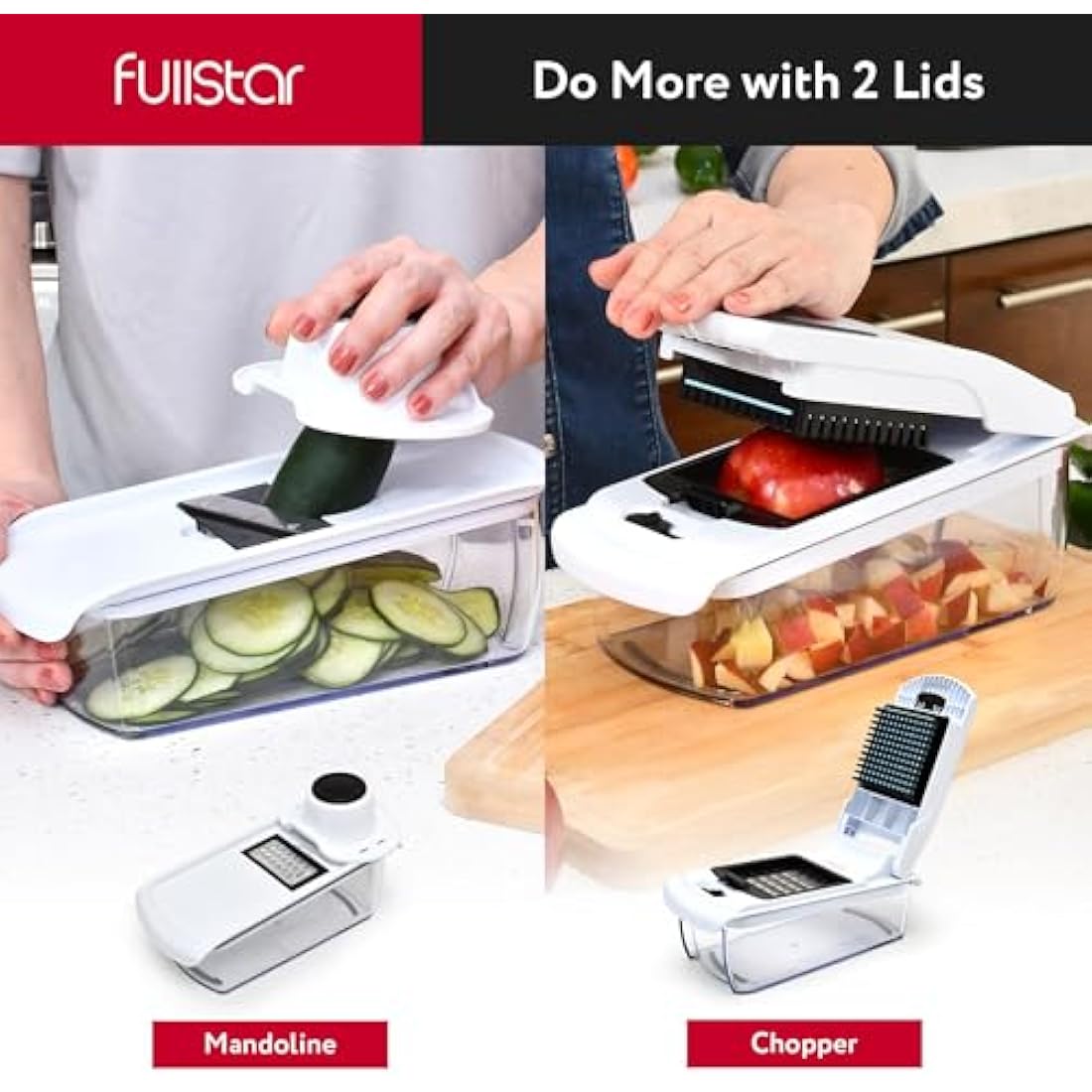 Fullstar 8-in-1 Vegetable Chopper & Mandoline Slicer – White Food Dicer