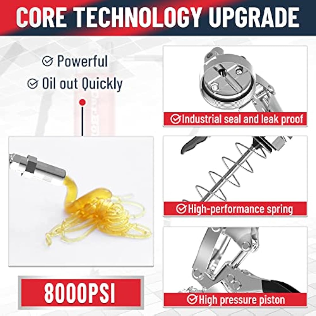 CarBole Heavy Duty 8000 PSI Grease Gun | Pistol Grip with 18" Flex Hose