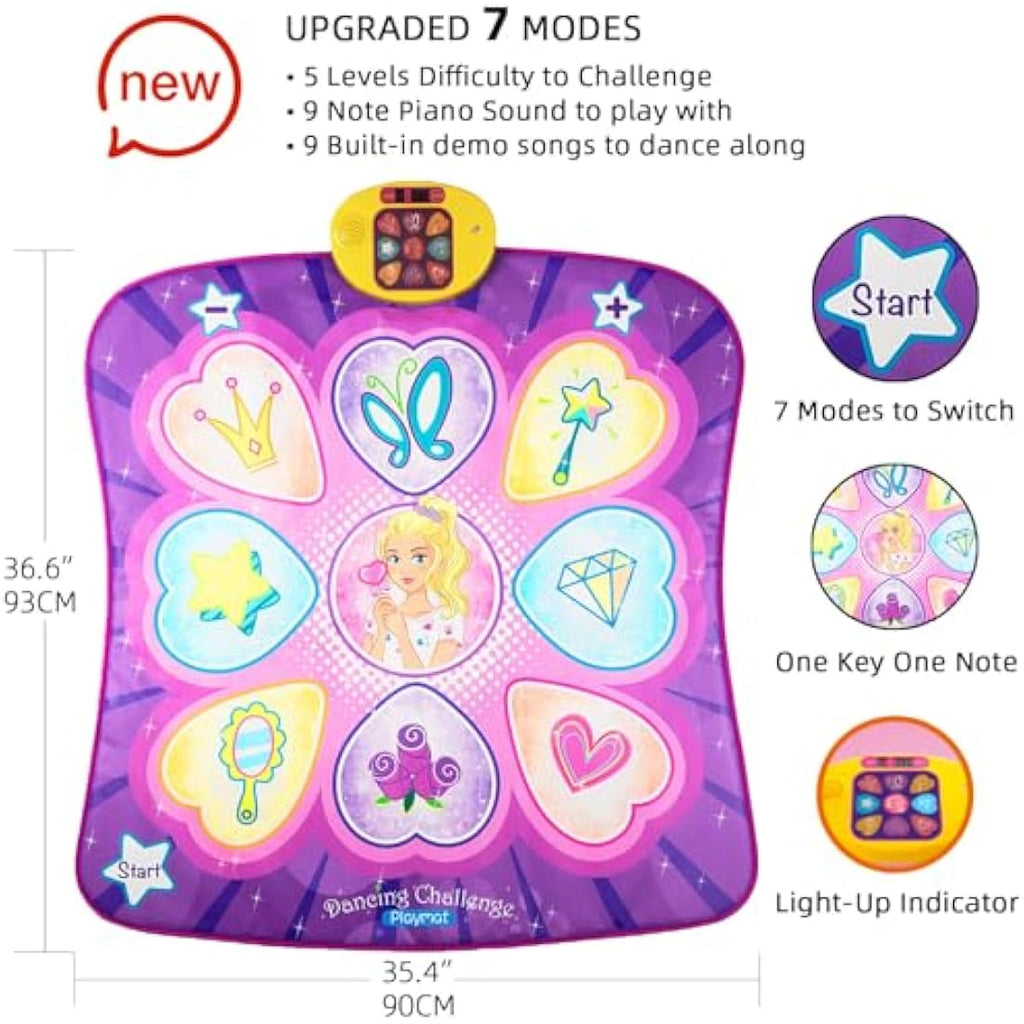Sunlin Purple Dance Mat for Girls | 7 Game Modes & LED Lights Musical Toy