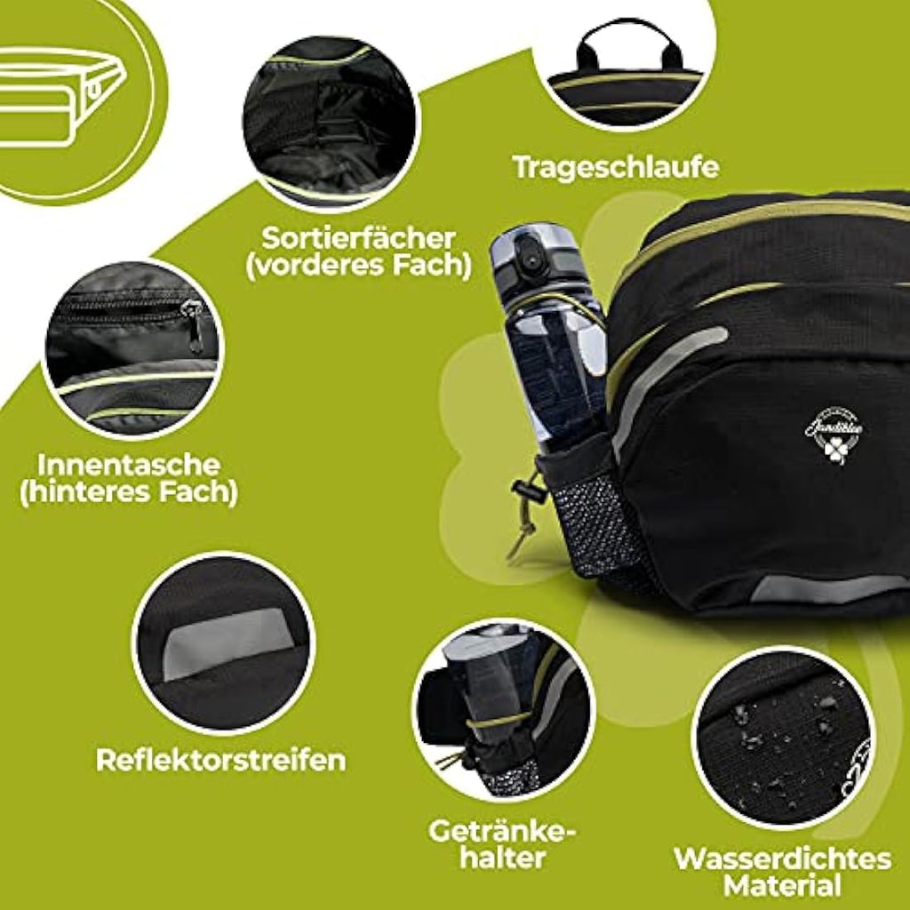 Jandiklee 9L Hiking Waist Bag with Bottle Holder - Waterproof Ripstop