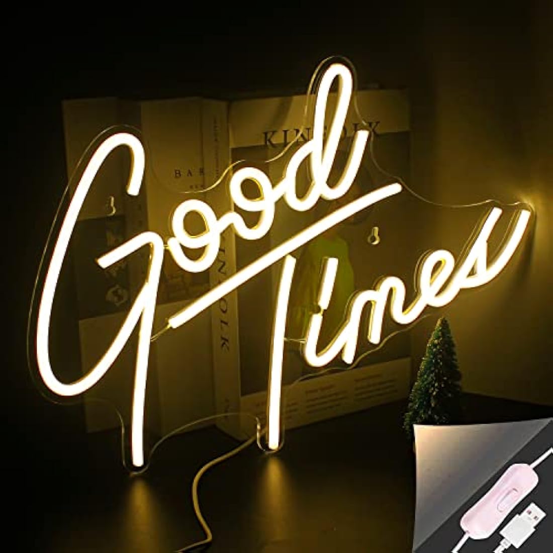 Looklight Good Times Neon Sign – Warm White LED Wall Decor for Weddings