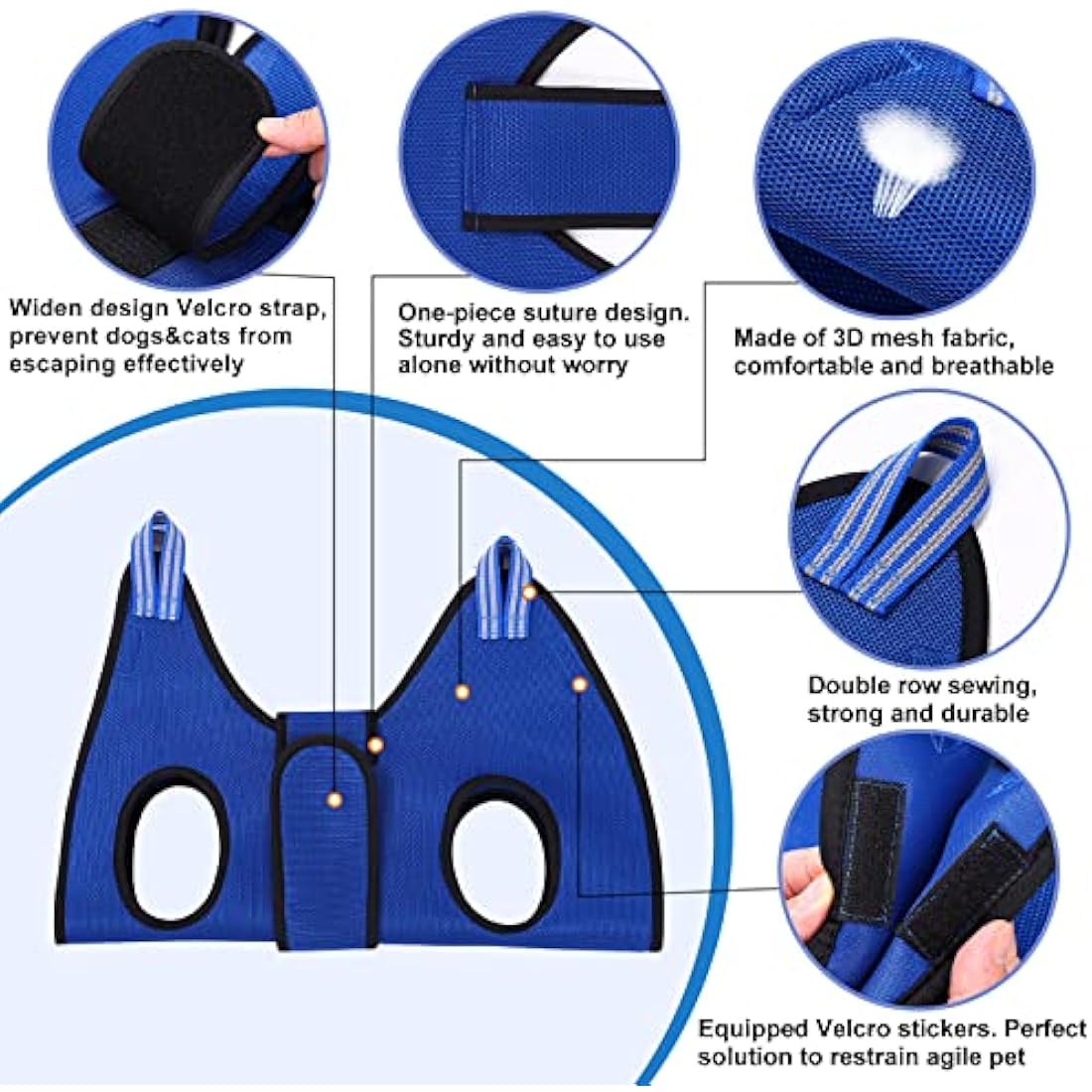 Kkiimatt Dog Grooming Hammock Harness with Nail Clippers - Blue, Large