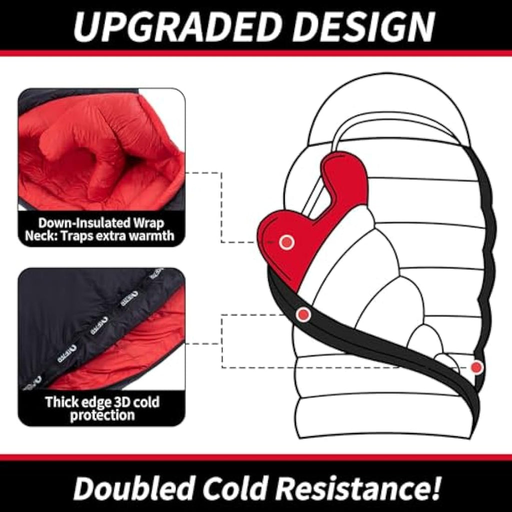 Winter Down Sleeping Bag | 660FP Duck Down 4-Season Camping