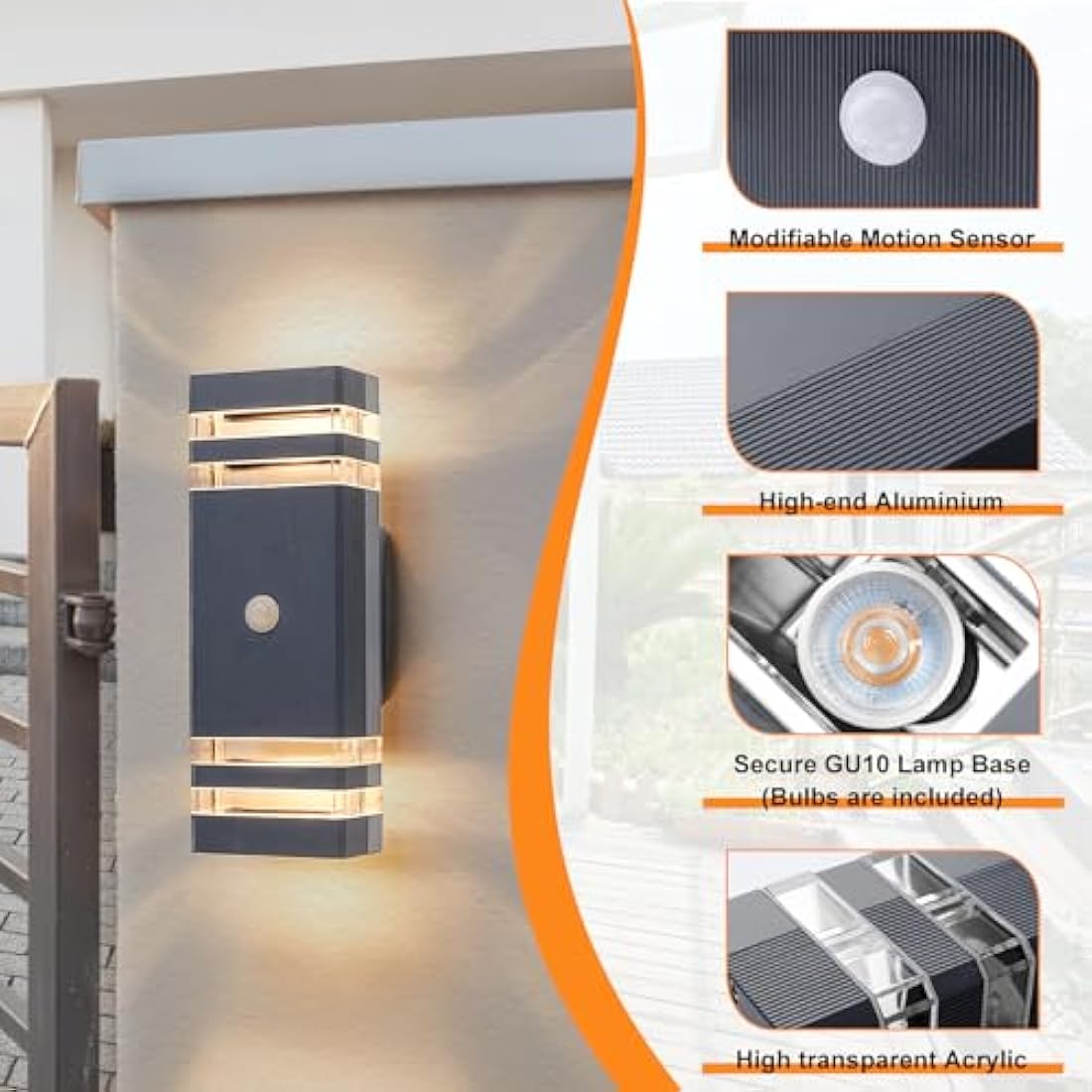 CELAVY Motion Sensor Outdoor Wall Lights – IP65 LED Porch Light 2 Pack
