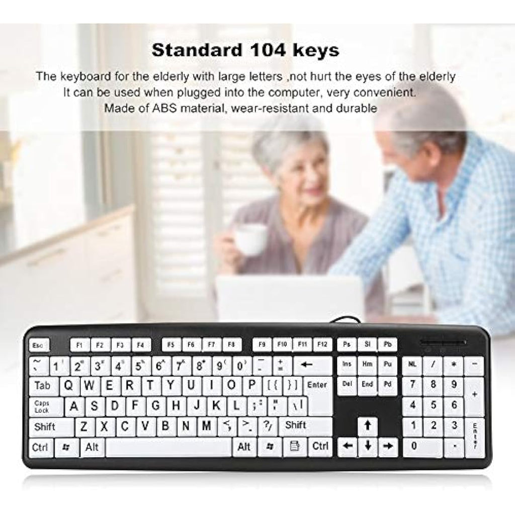 Jolof Store Large Print Wired Keyboard – High Contrast for Seniors