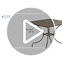 Flash Furniture Oia 35.5" Square Gold Steel Patio Table with Umbrella Hole