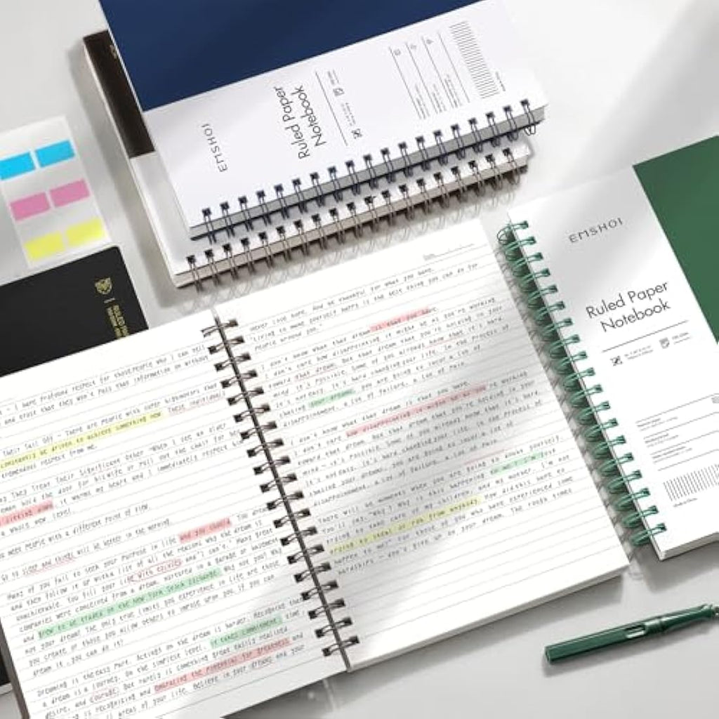 EMSHOI B5 College Ruled Spiral Notebook | 300 Pages 100gsm Journal