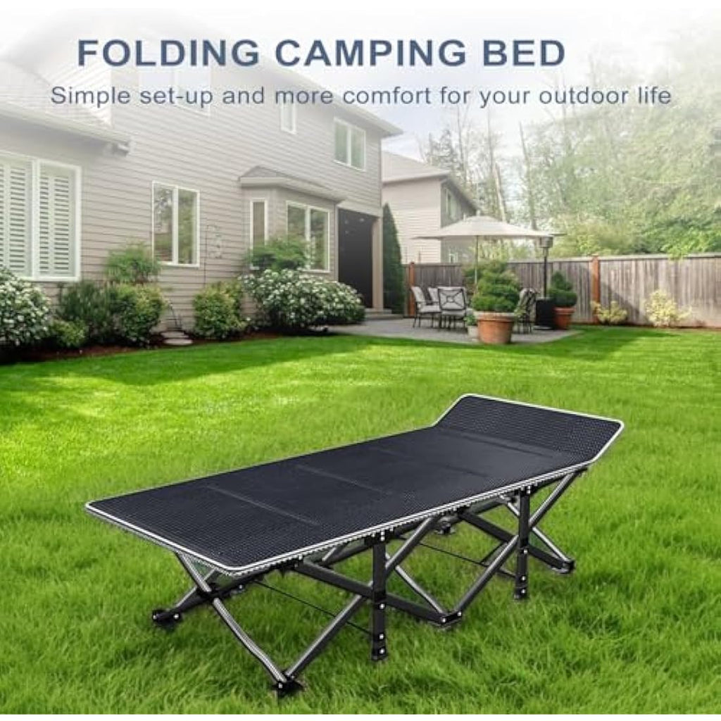 Peirhw Folding Camping Bed with Mattress | Heavy-Duty 200kg Guest Cot