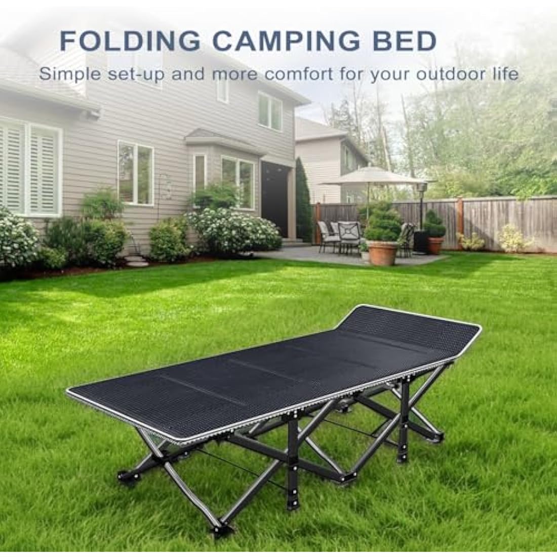 Peirhw Folding Camping Bed with Mattress | Heavy-Duty 200kg Guest Cot
