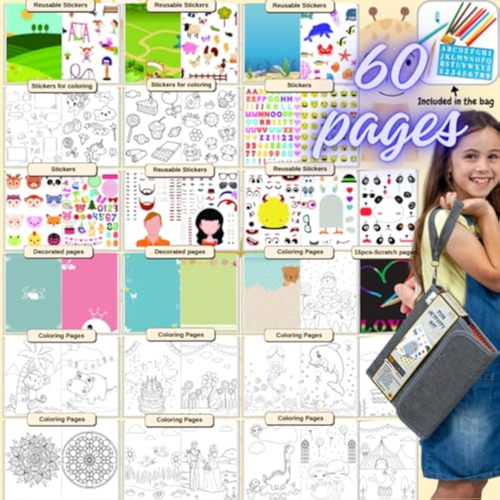 Art with Smile Kids Activity Kit – 60-Page Craft Case with Stickers