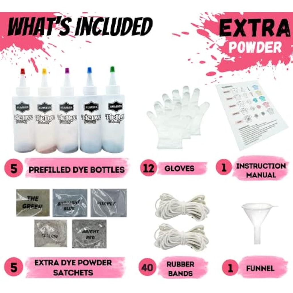 KUMBER Tie Dye Kit for Kids - 5 Colors DIY Art and Craft Set