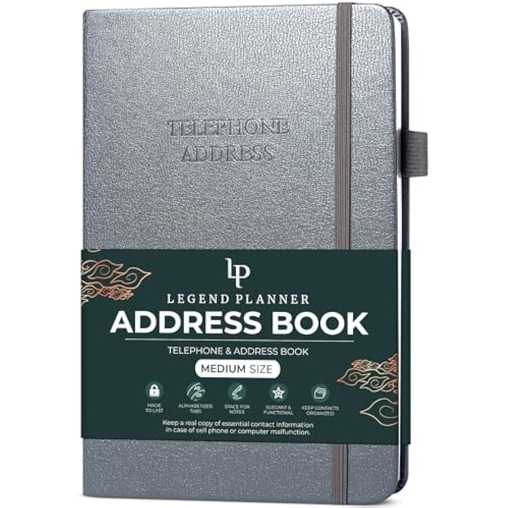 Address Book with Alphabetical Tabs - Mystic Grey Planner