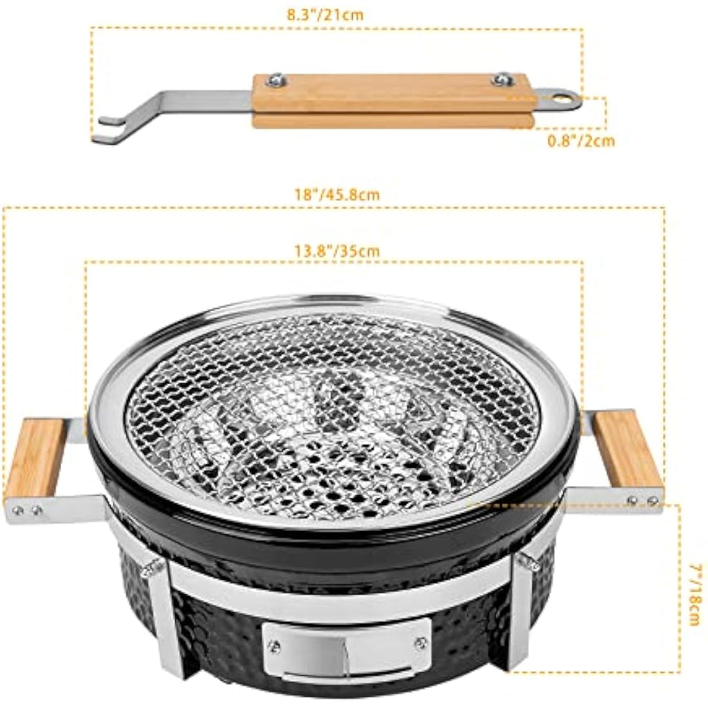 Onlyfire Portable Ceramic Clay Tabletop Charcoal Grill for Outdoor Cooking