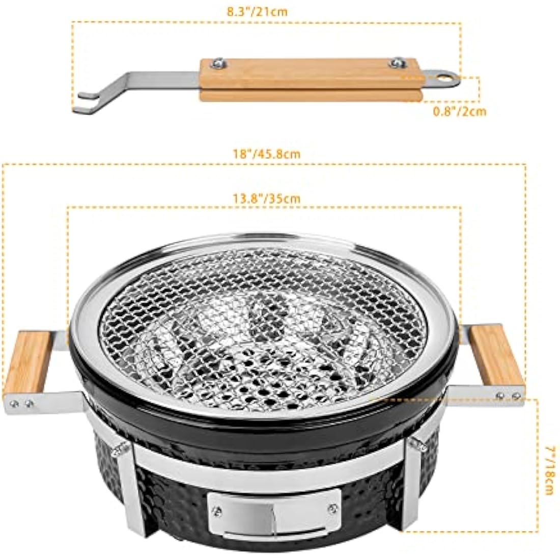 Onlyfire Portable Ceramic Clay Tabletop Charcoal Grill for Outdoor Cooking