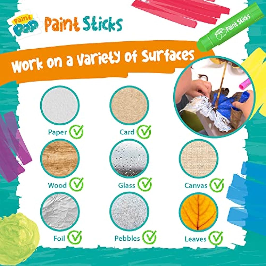 Paint Pop Mess-Free Paint Sticks for Kids - 20 Pack with Storage Tub