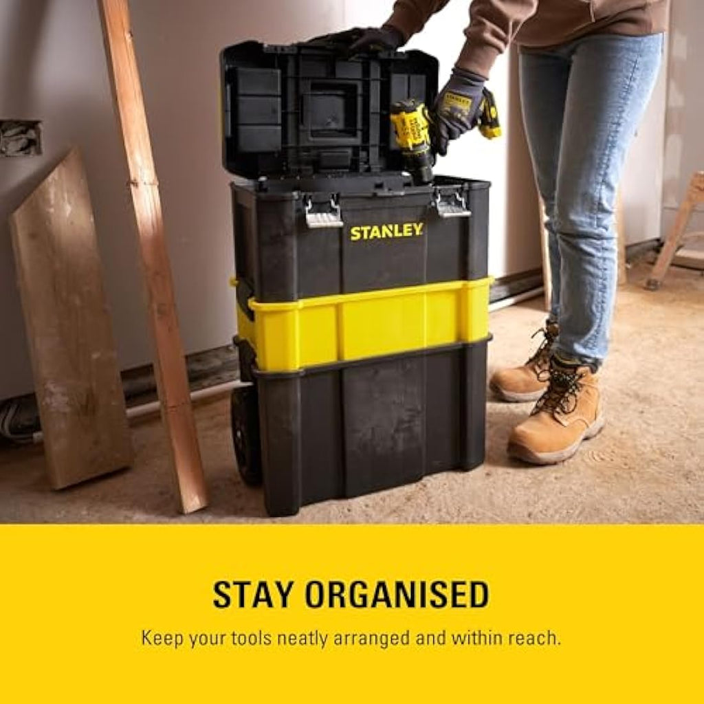 STANLEY 3-in-1 Rolling Workshop Toolbox | Stackable Portable Storage