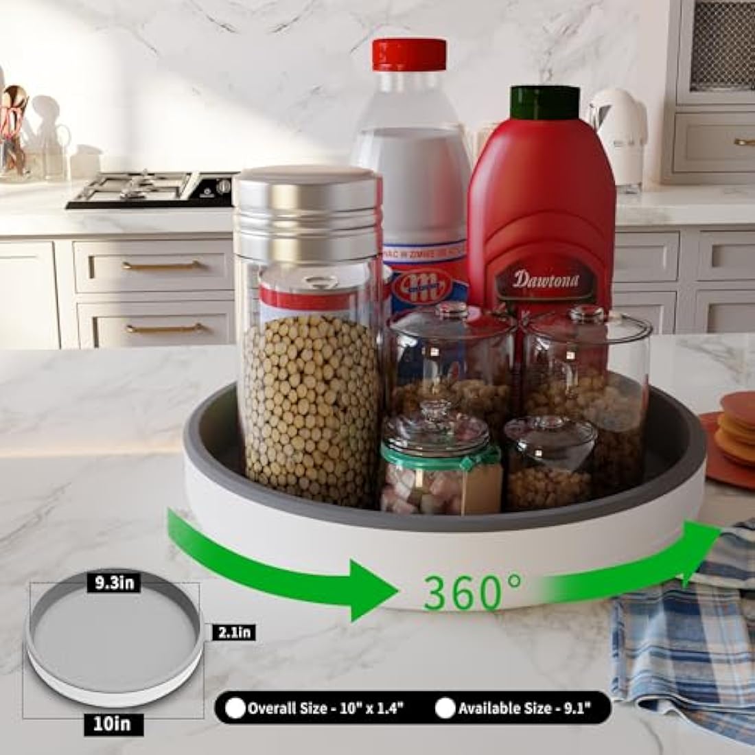 Jolof Store 4-Pack 10-Inch Non-Skid Lazy Susan Rotating Pantry Organizers