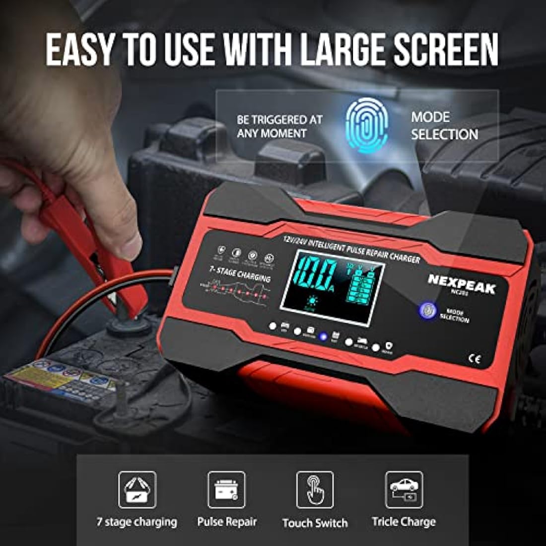 10A Smart Car Battery Charger | 12V/24V Pulse Repair Maintainer