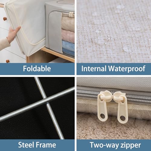 66L Clothes Storage Boxes with Steel Frame - 6 Pack