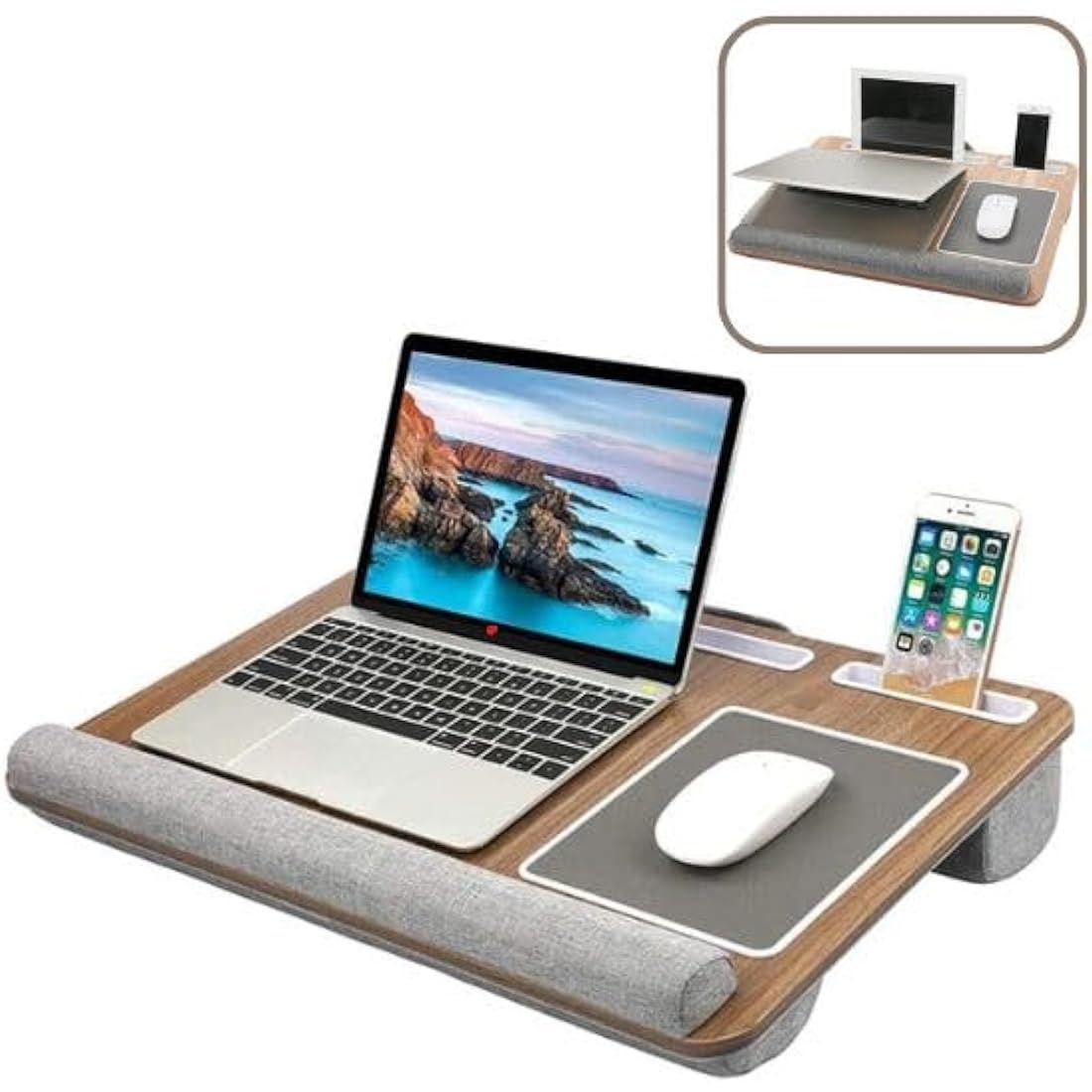 Lap Desk – 17" Laptop Tray with Mouse Pad & Phone Holder