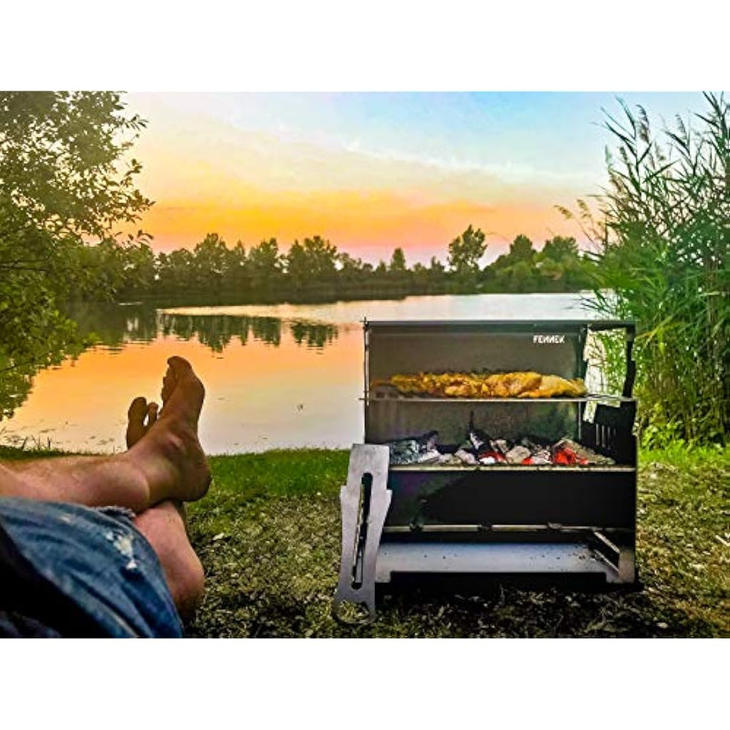 FENNEK Portable Charcoal Grill – Stainless Steel Outdoor Picnic BBQ