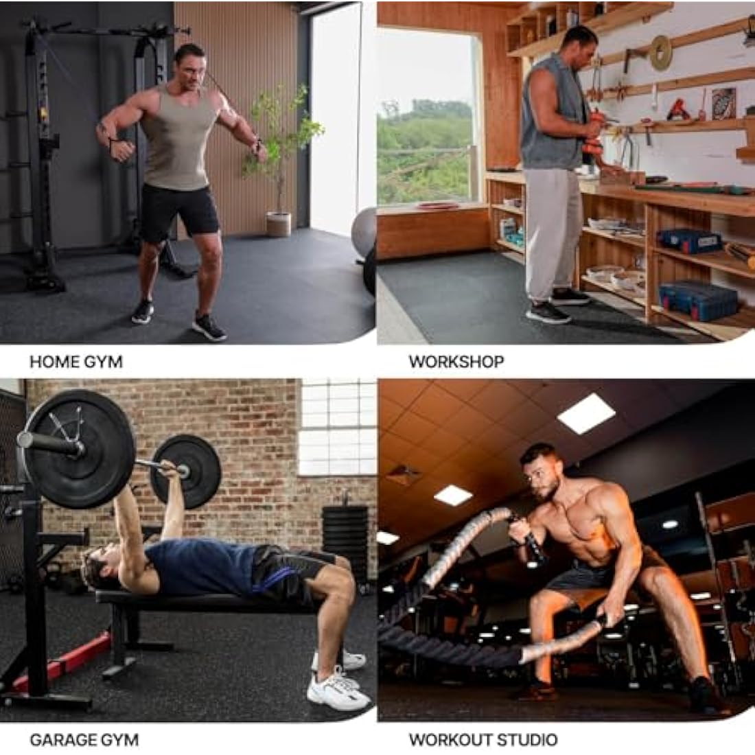 AIRHOP Rubber Top Interlocking Gym Floor Mats - 48 Sq Ft EVA Foam Tiles