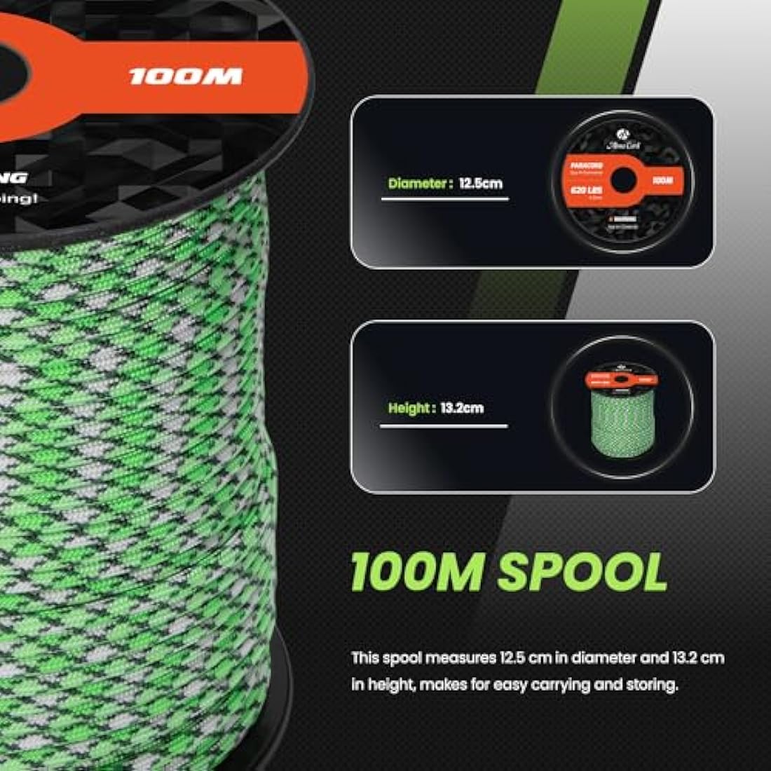 Abma Cord 4mm Nylon Paracord | 9 Strand Type III Survival Rope - 100m