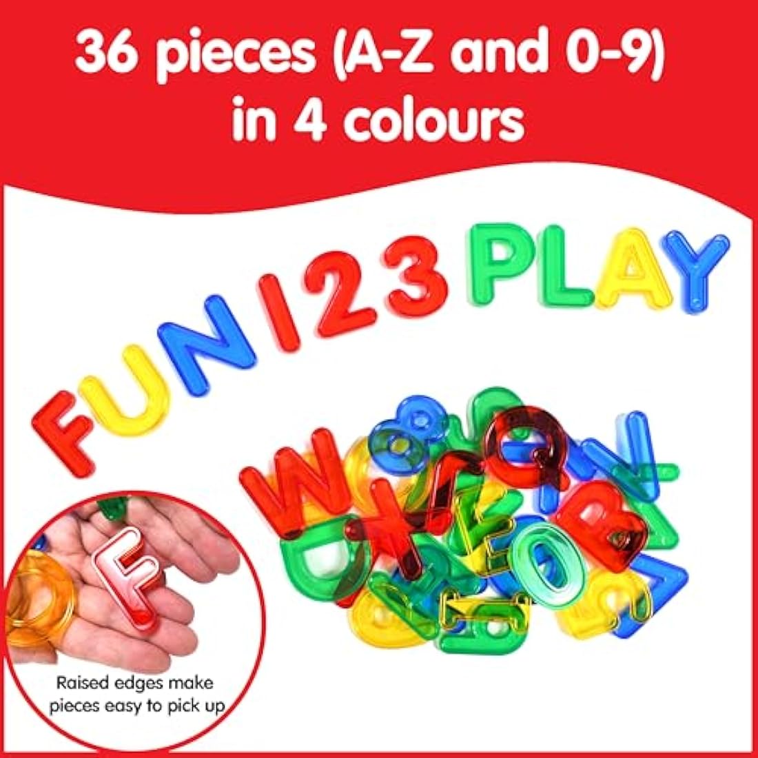 edxeducation Transparent Letters and Numbers | 36pc Sensory Play Set
