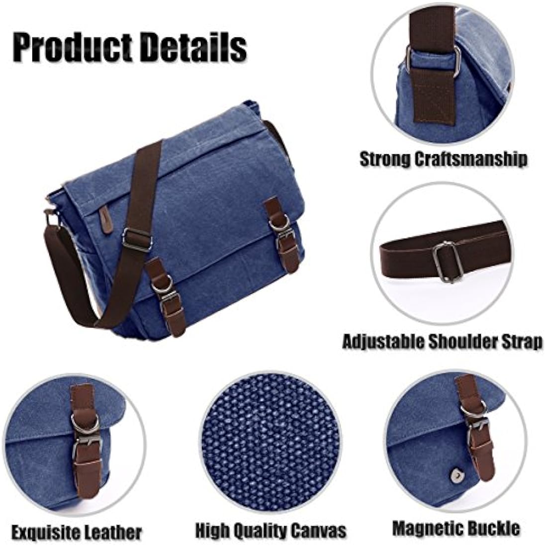 16 Inch Laptop Messenger Bag – Vintage Canvas Shoulder Bag