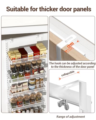 TOPWE 6-Tier Over Door Pantry Organizer – Adjustable Metal Spice Rack