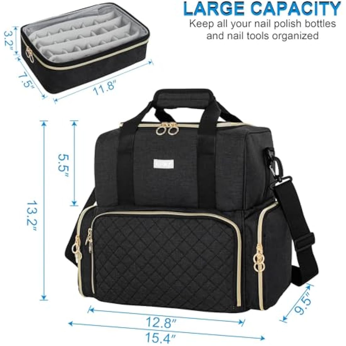 IVODEELA Nail Polish Organiser Bag | Large 80 Bottle Case with Lamp Storage