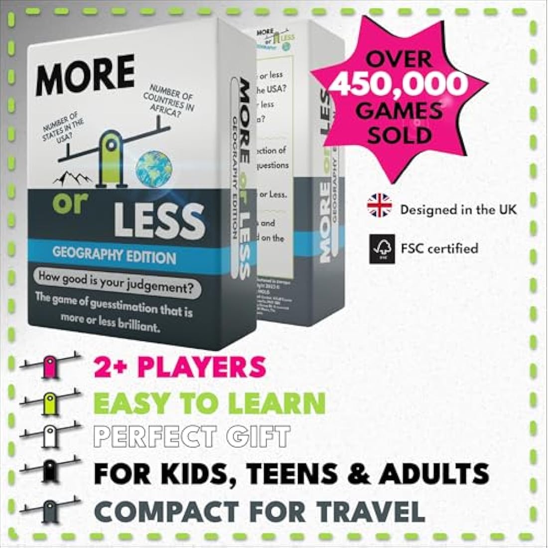 More or Less Geography Edition Card Game | Educational Trivia for All Ages