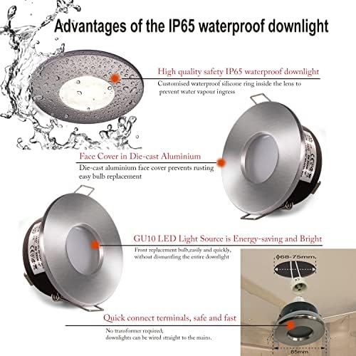 Sweier IP65 Waterproof LED Recessed Spotlight - 5W GU10 3000K (4 Pack)