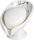 Ceramic Leaf Soap Dish – Self-Draining Holder in White