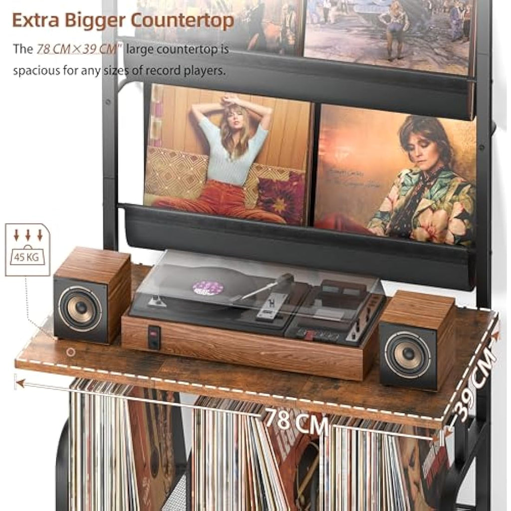 Bikoney Vinyl Record Storage Cabinet | 300 Album Turntable Stand