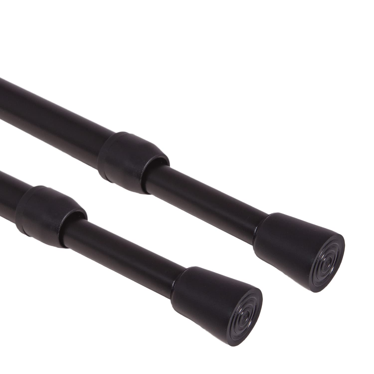 GCurtain 2-Pack Tension Curtain Rods | 27-47 Inch No-Drill Iron Pole, Black