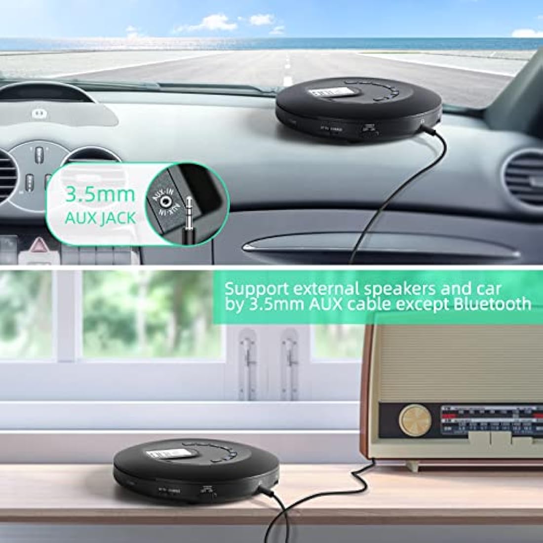 ARAFUNA Portable CD Player – Rechargeable HIFI Audio with Anti-Skip & AUX