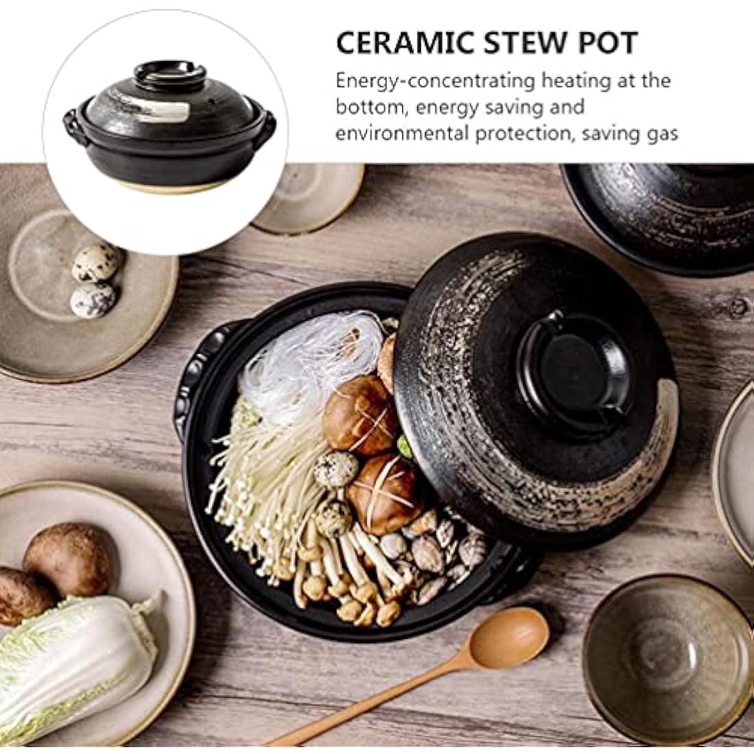 Jolof Store Ceramic Clay Pot – 900ML Non-Stick Asian Casserole Stewpot