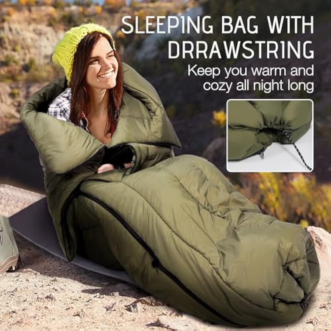 REDCAMP Wearable Camping Blanket | Waterproof Hooded Poncho – Army Green