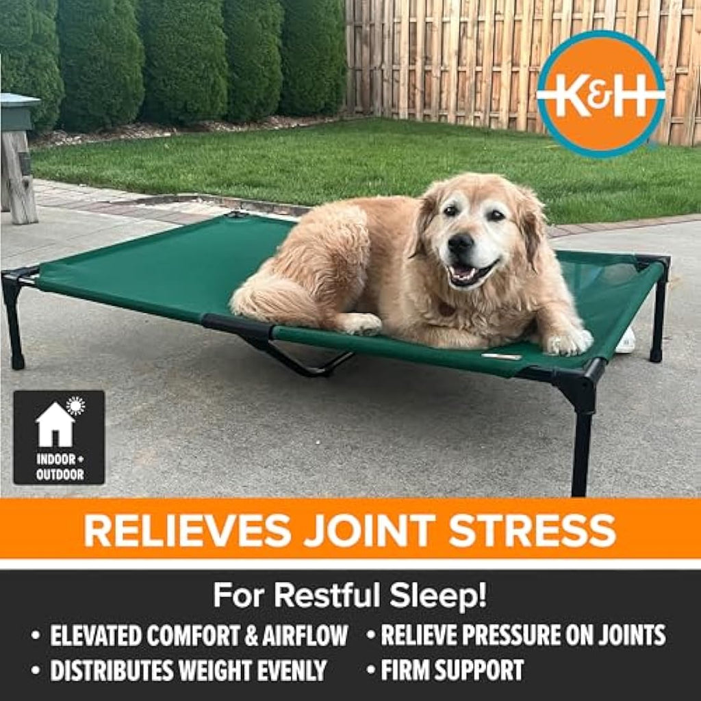 K&H Elevated Dog Bed – Raised Cooling Outdoor Pet Cot with Mesh, Medium