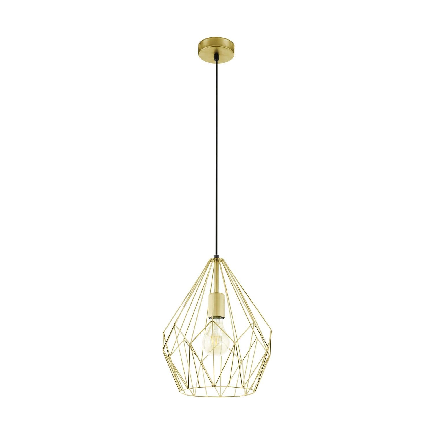Eglo Carlton Vintage Pendant Light | Gold Steel Wire Cage Hanging Lamp