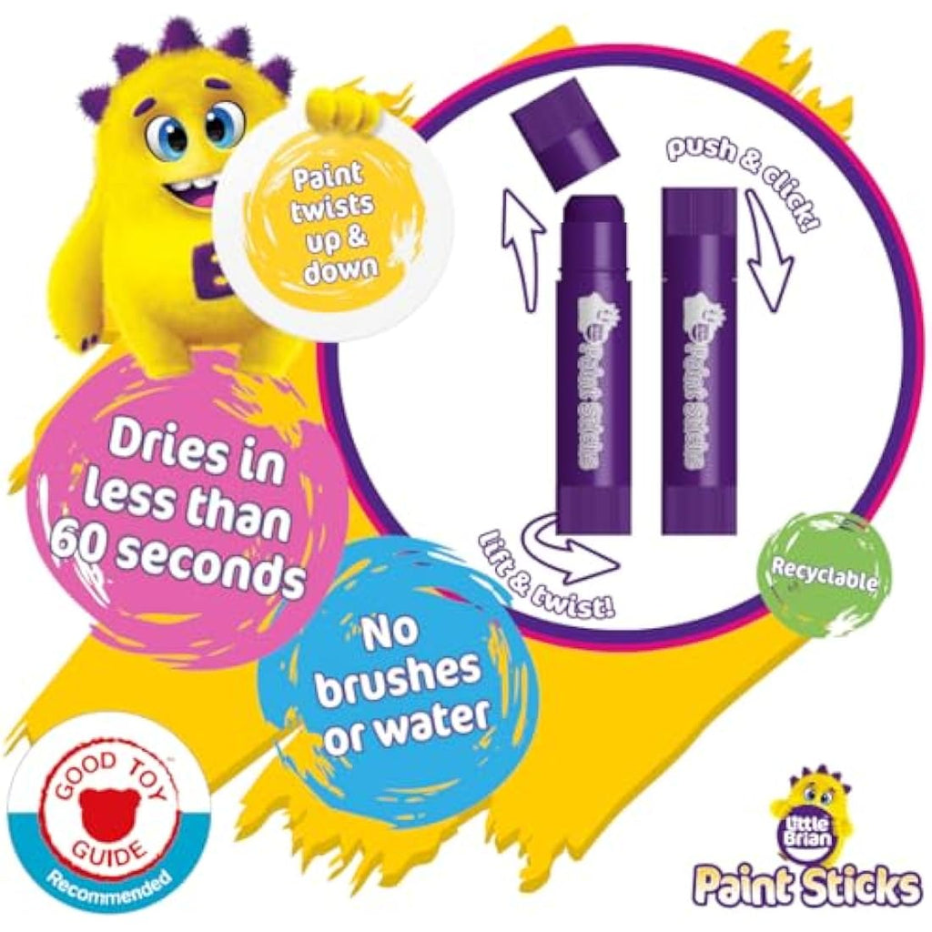 Little Brian Paint Sticks – 24 Pack Assorted Mess-Free Kids Art Sticks