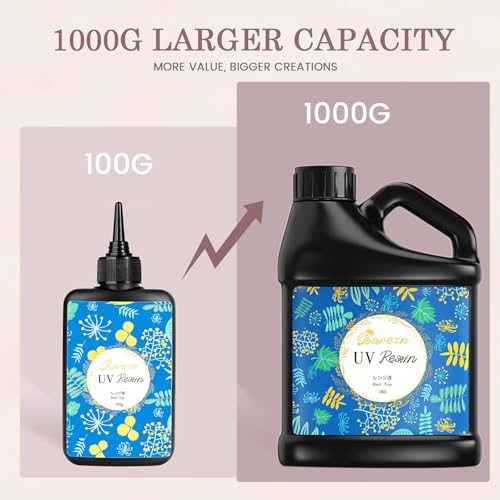 Bsrezn 1000g Bulk UV Resin Hard | Crystal Clear Fast Curing Epoxy Kit