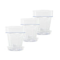 Kalapanta Clear Plastic Orchid Pot with Drainage Holes and Saucer - 16cm
