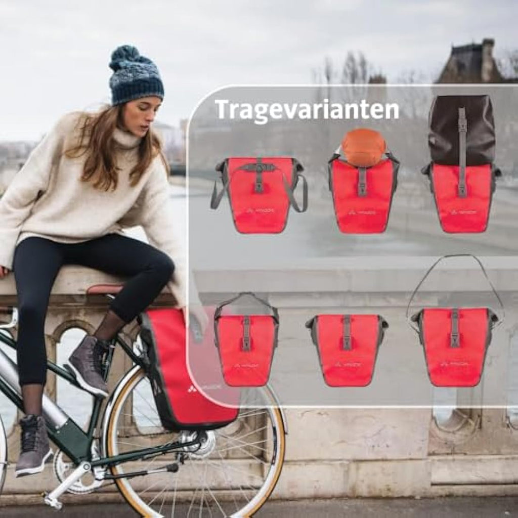 VAUDE Aqua Back Bike Pannier | Waterproof 48L Rear Rack Bag – Red