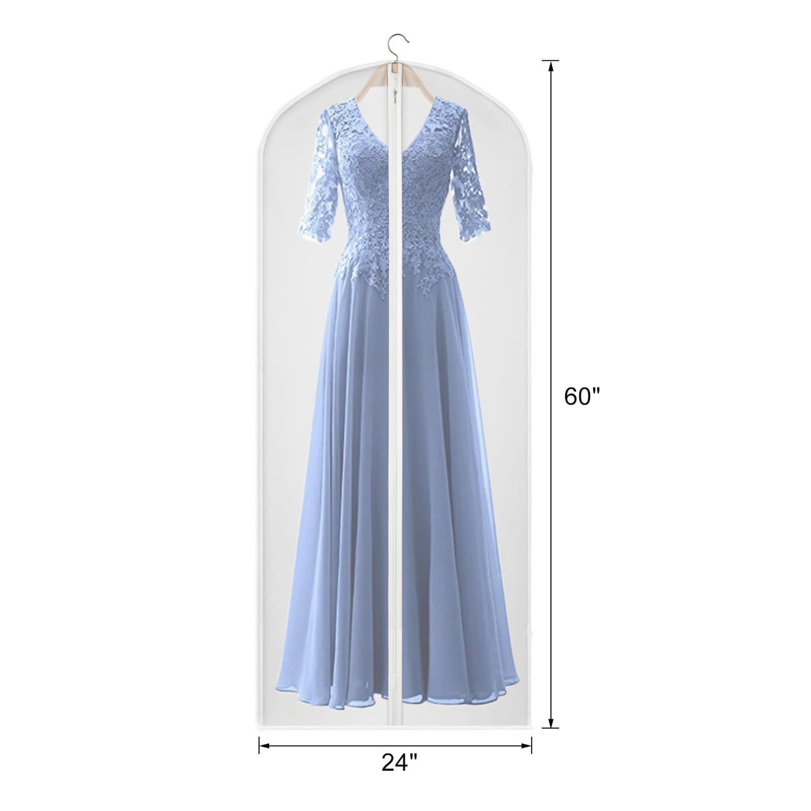 Univivi 60" Hanging Garment Bags - Set of 20 Clear PEVA Suit Covers